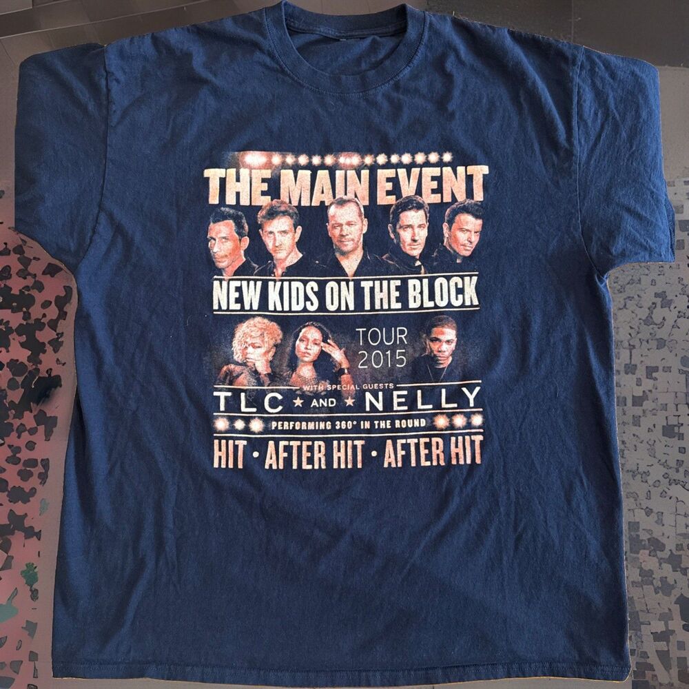 2015 NEW KIDS ON THE BLOCK "The Main Event" Concert Tour Tshirt Size 2XL* GUC
